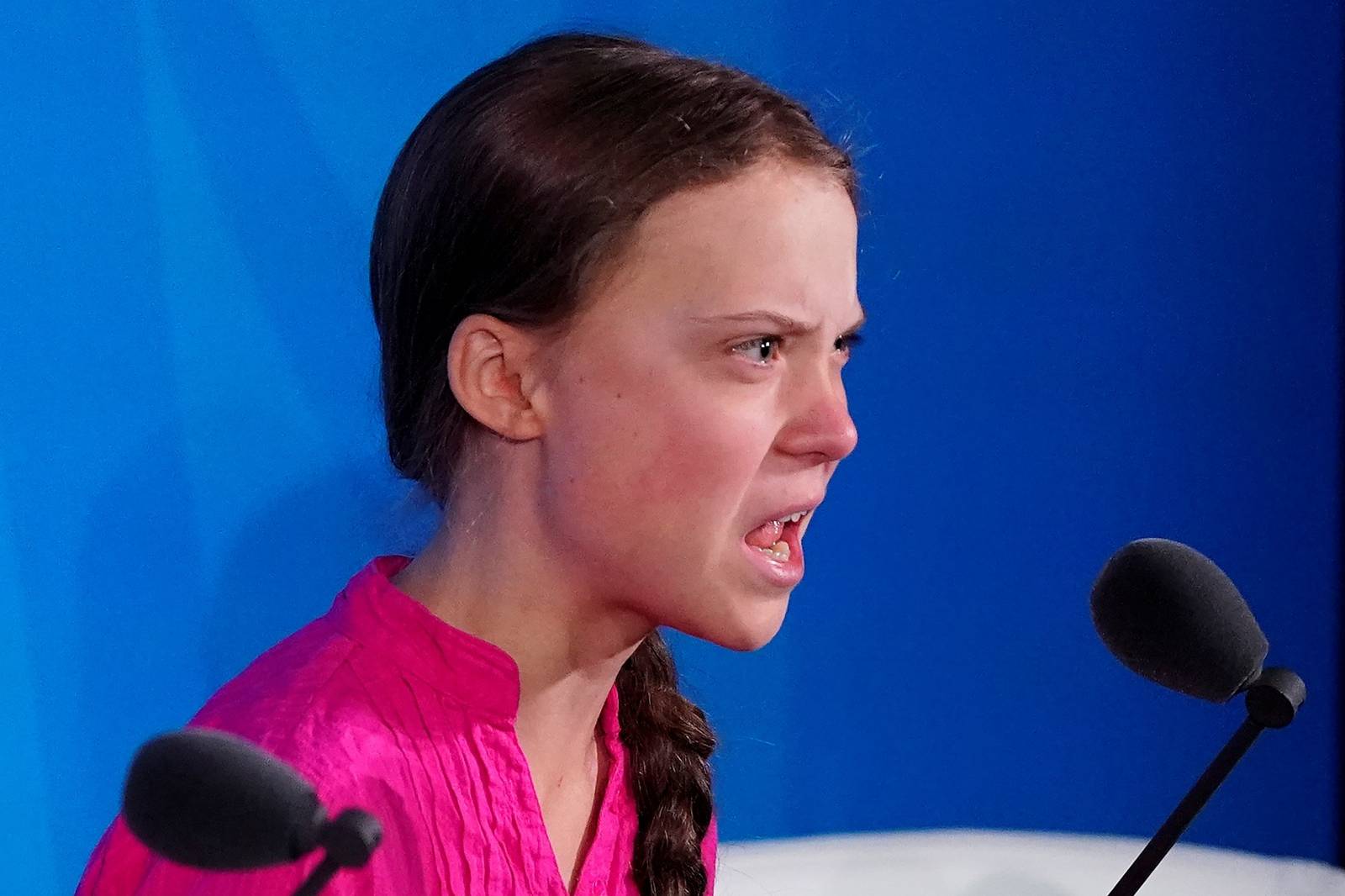 Swedish environmental activist Greta Thunberg speaks during the Climate Action Summit at United Nations HQ in the Manhattan borough of New York