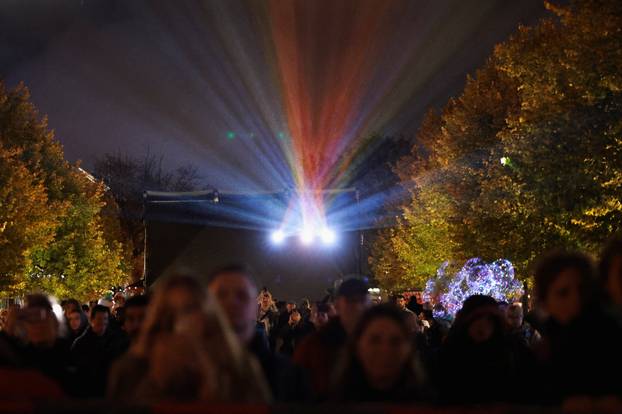 The Brandenburg Gate is illuminated during the Festival of Lights in Berlin