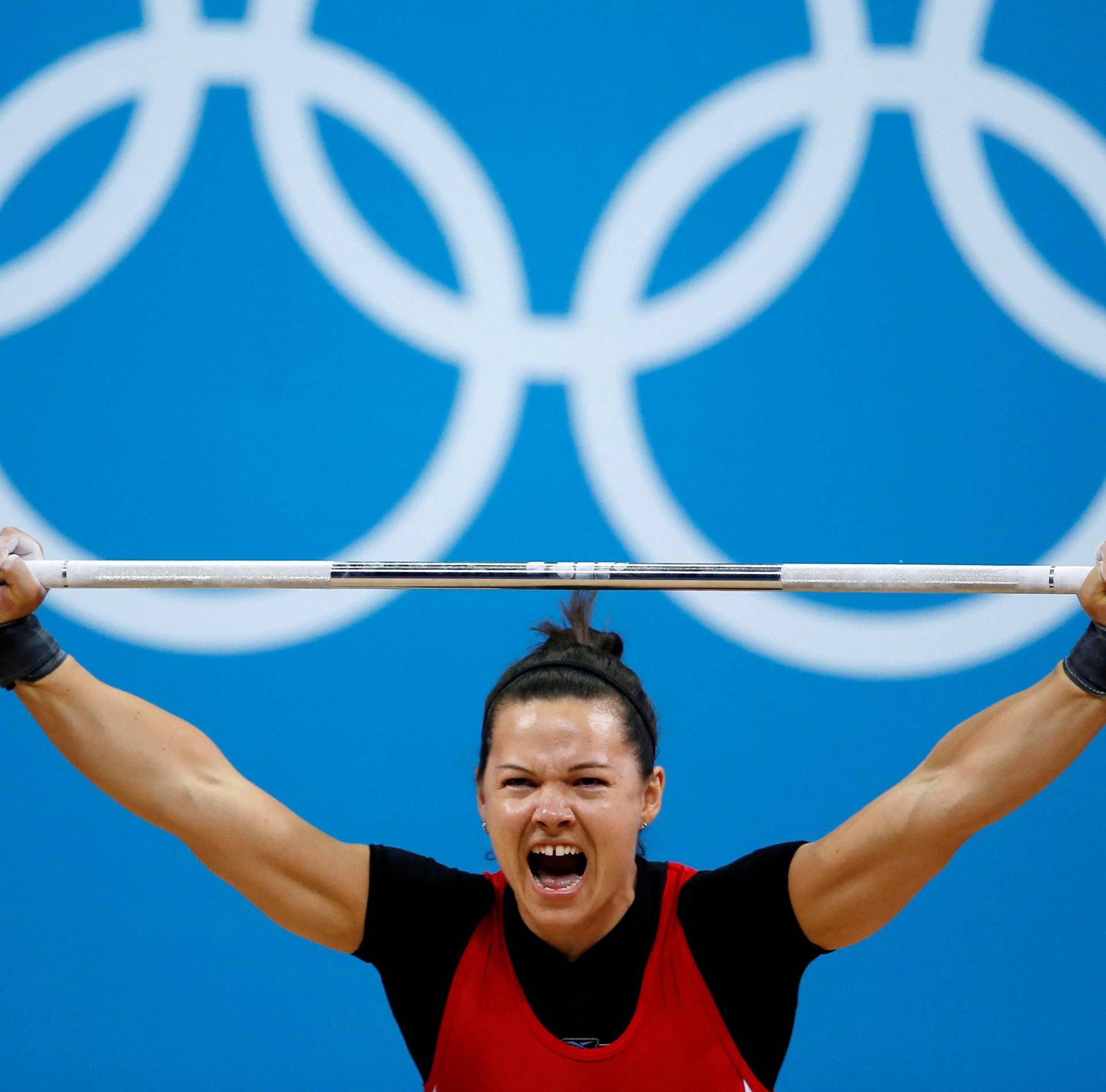 FILE PHOTO: Canada's Christine Girard competes on the women's 63Kg weightlifting competition at the ExCel venue at the  London 2012 Olympic Games