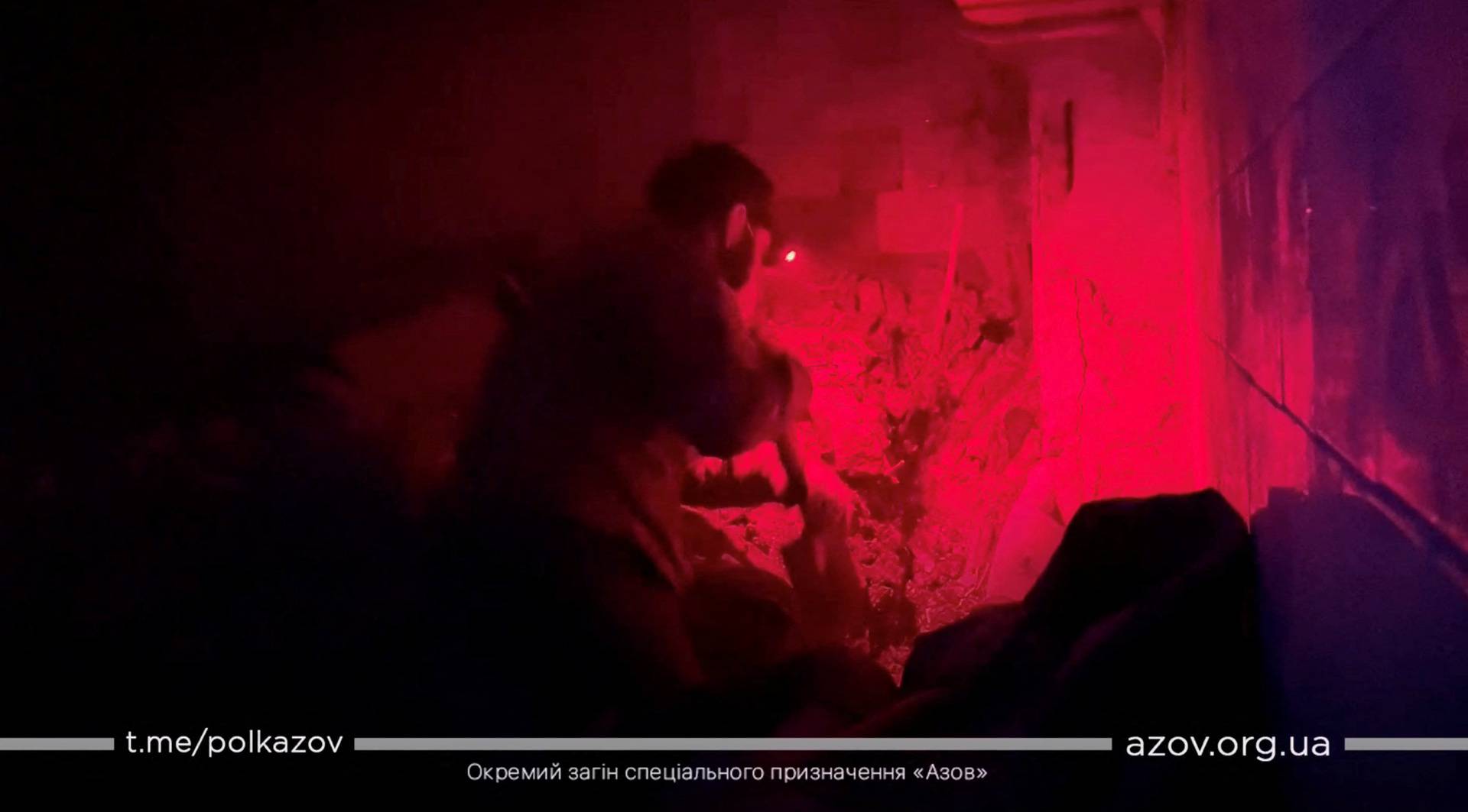 A screen grab obtained from a handout video shows what is said to be the aftermath of Russian bombardment of a military field hospital in Azovstal steelworks in Mariupol