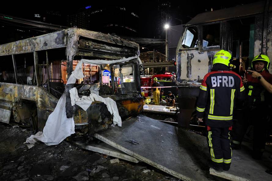 The scene of a multi-vehicle collision, in Bangkok