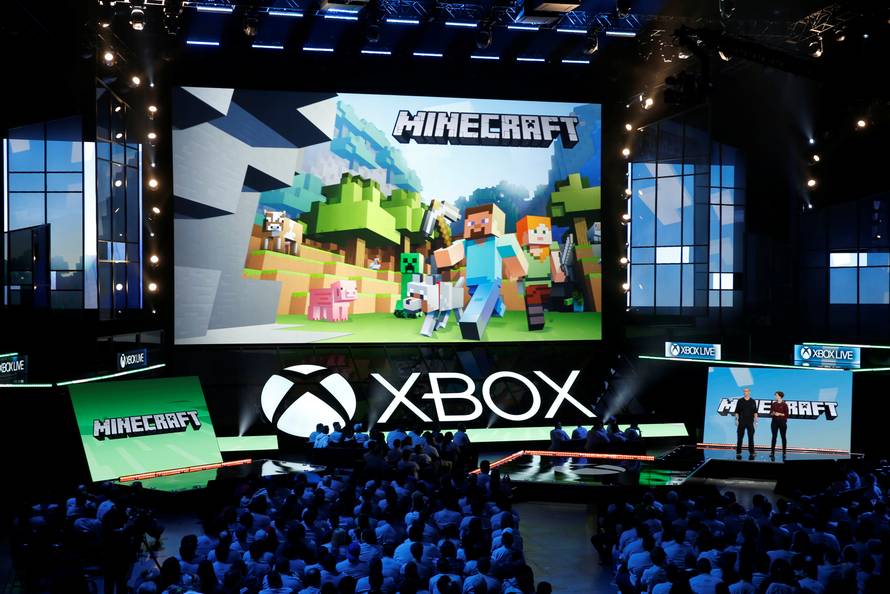 Microsoft Xbox displays Minecraft at the Xbox E3 2016 media briefing in Los Angeles