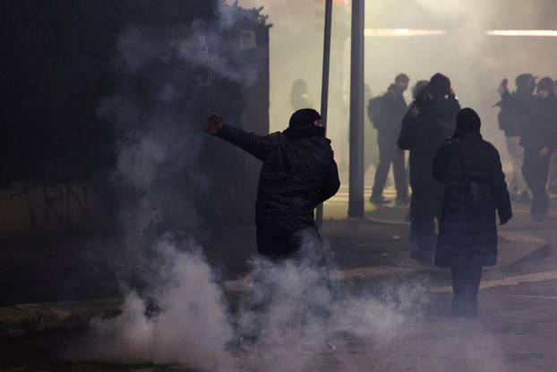 Demonstrators protest the 2026 Winter Olympics in Milan