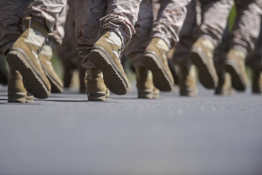 Velika Gorica: Uvježbavanje pješačkih postroja Hrvatske vojske za svečani vojni mimohod