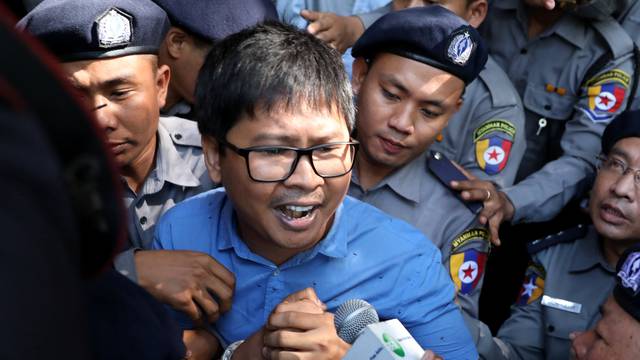 Reuters journalist Wa Lone arrives at the court in Yangon, Myanmar