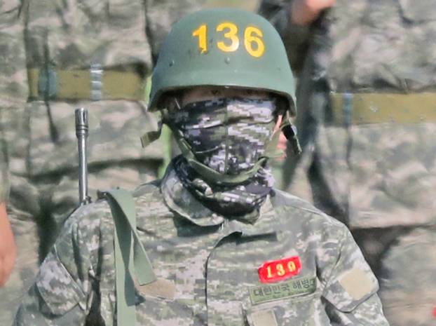 Son Heung-min at military drill