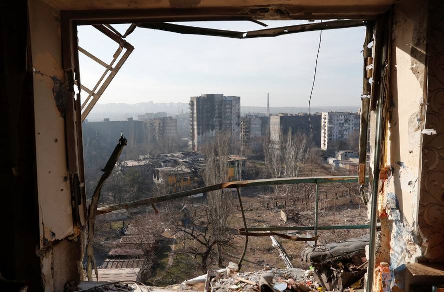 A view shows the besieged city of Mariupol