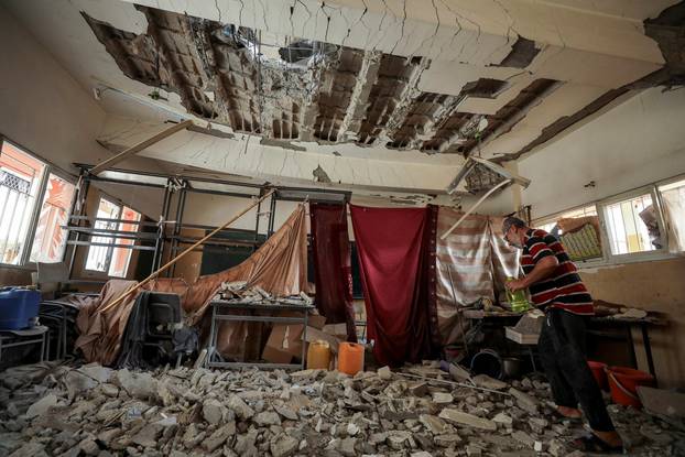 Site of an Israeli strike on a school sheltering displaced people, in Gaza City