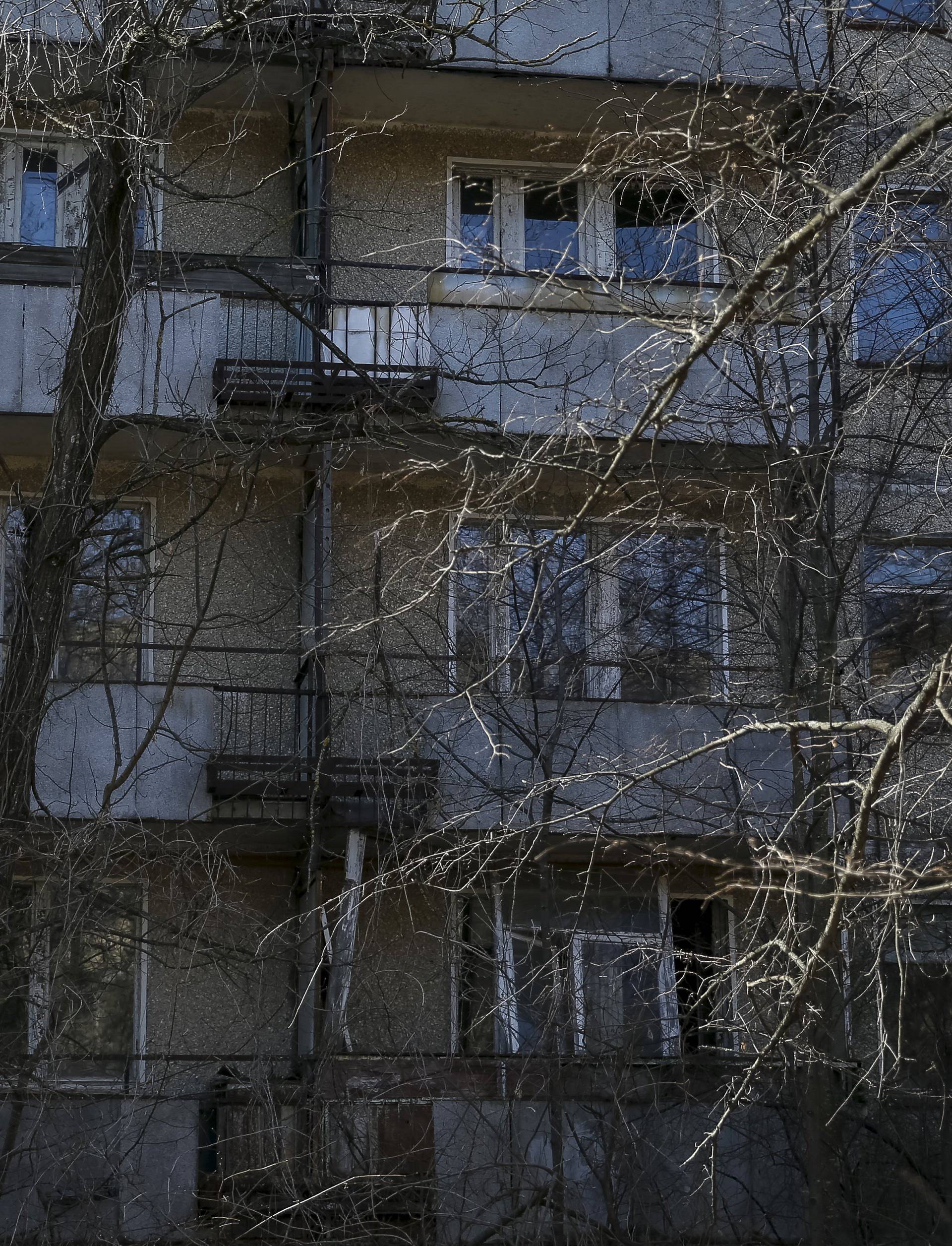 A view of the abandoned city of Pripyat is seen near the Chernobyl nuclear power plant