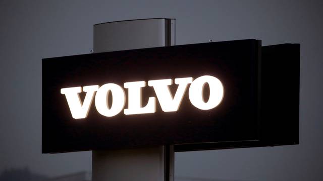 FILE PHOTO: Logo of Swedish automobile manufacturer Volvo is seen at Stierli Automobile AG company in St. Erhard