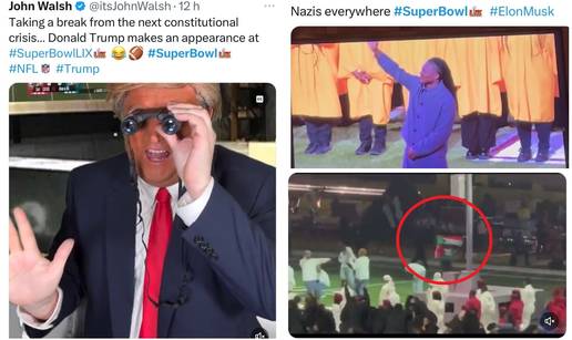 Ovo su memovi Super Bowla! Uljez sa zastavom Palestine, 'nazi' pozdrav i ruganje Trumpu