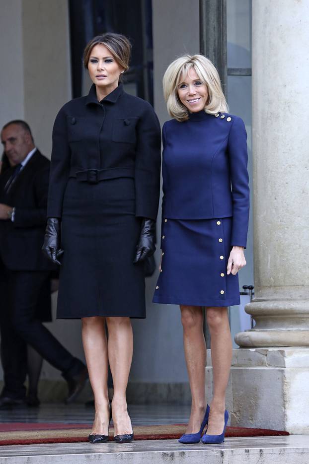 Brigitte Macron receives Melania Trump in Paris