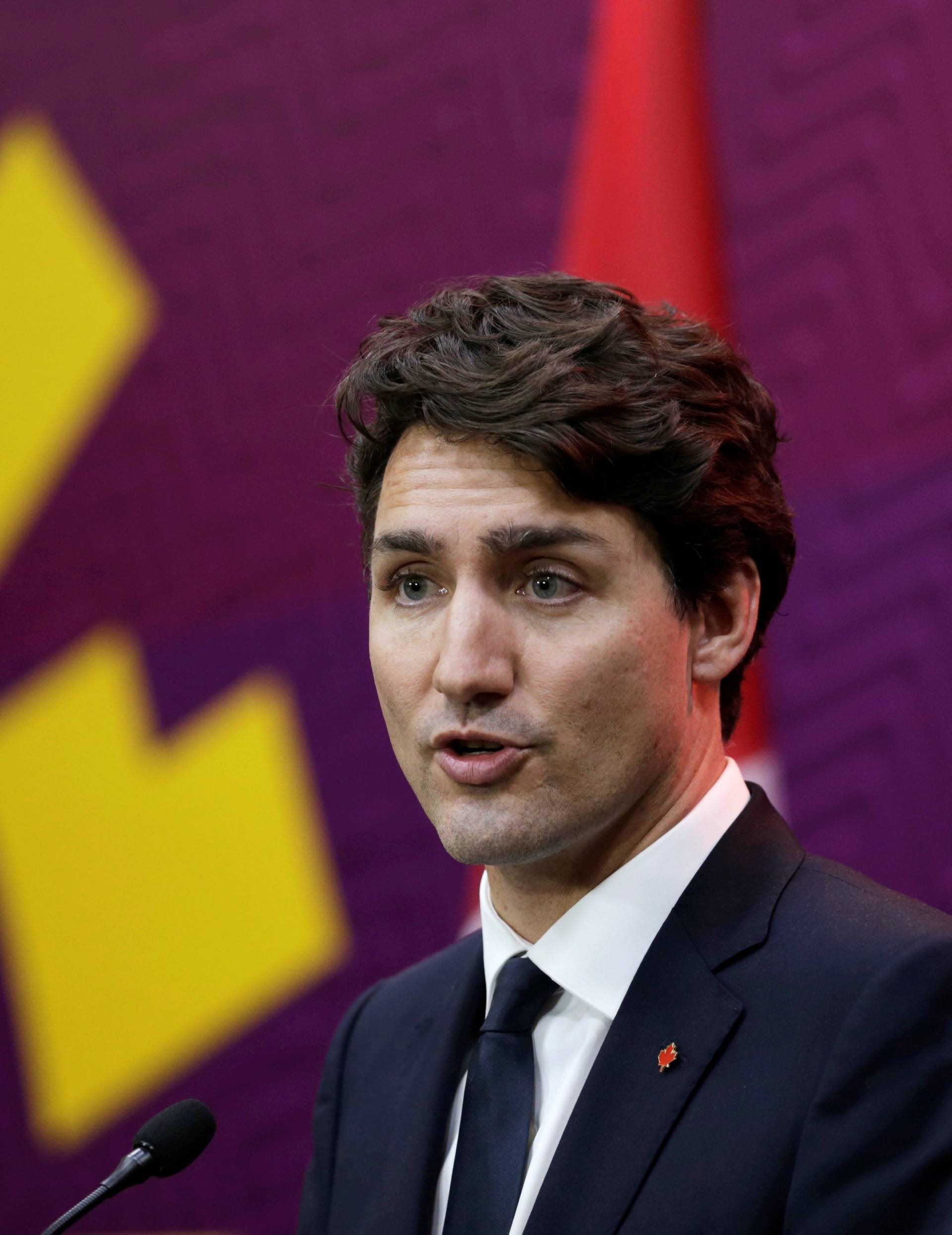 Canada's Prime Minister Justin Trudeau holds a press conference at the conclusion of the APEC Summit in Lima
