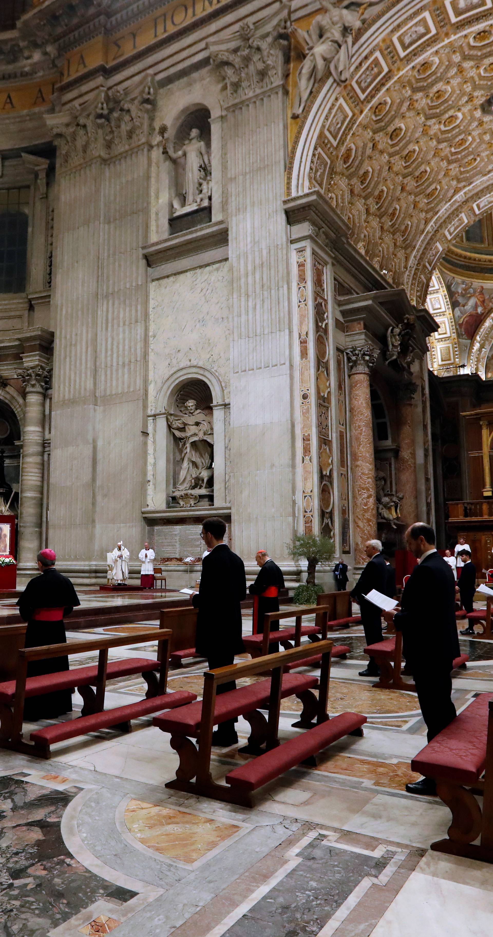 Pope Francis leads an Easter vigil service with no public participation due to the coronavirus (COVID-19) outbreak, in Vatican