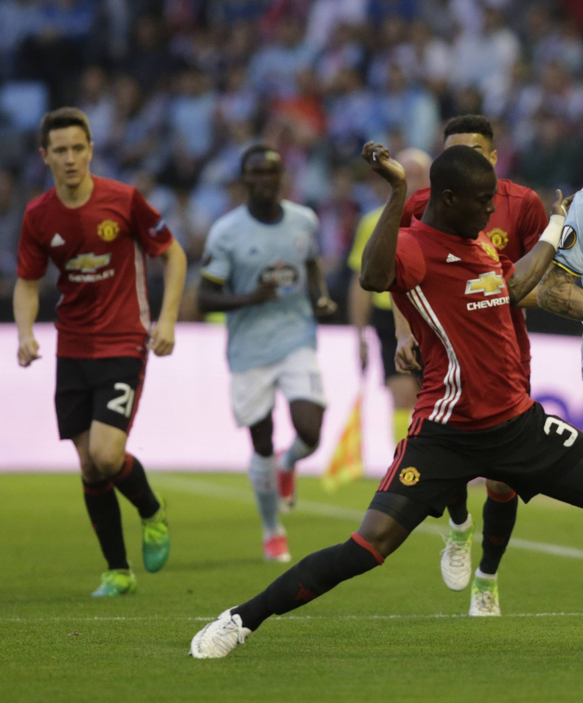 Manchester United's Eric Bailly in action with Celta Vigo's John Guidetti