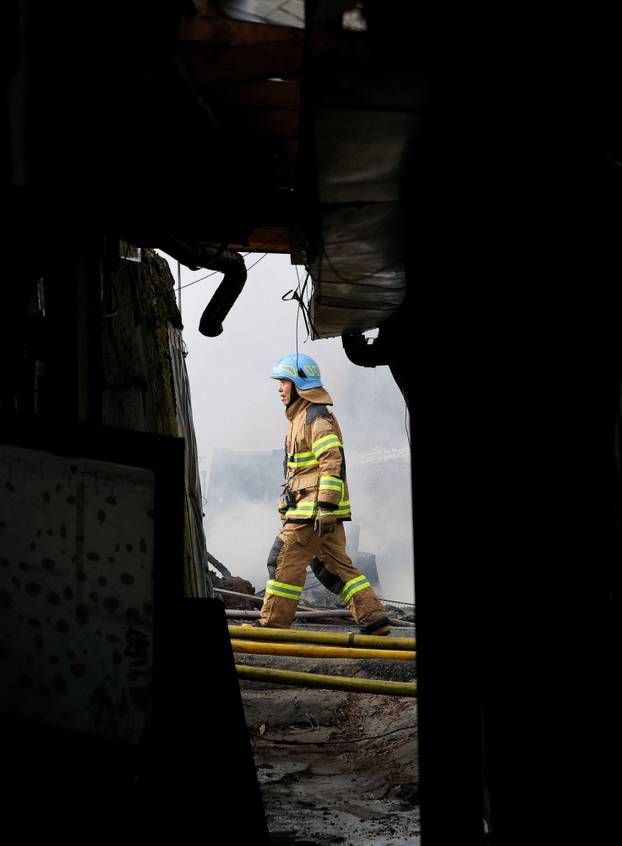 Fire at Guryong village, in Seoul