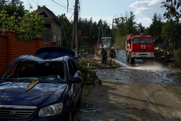 Aftermath of a Russian missile attack in Kyiv region