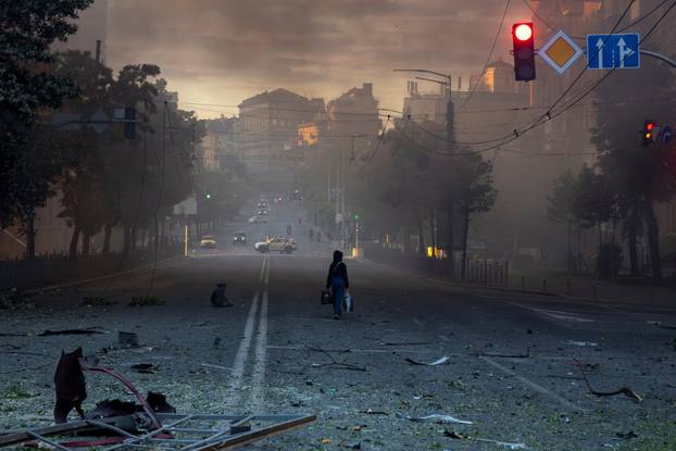 Aftermath of an overnight Russian missile and drone strike, in Kyiv