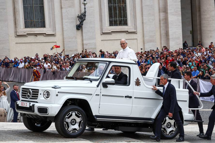 Pope Leo XIV holds his first general audience in St. Peter's Square, at the Vatican