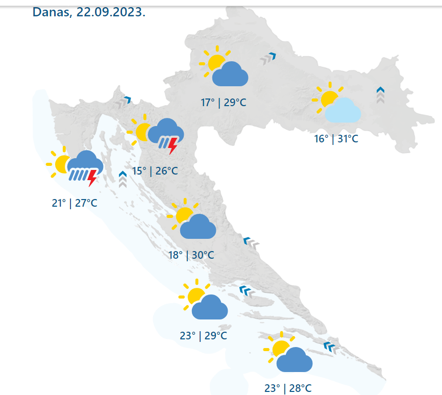 Žuti meteoalarm za cijelu obalu: Kiša, pljuskovi i grmljavinsko nevrijeme u većem dijelu zemlje