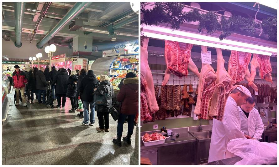 FOTO Gužva na tržnici Dolac: Najviše se kupuju odojci i zelje, a ovo su novogodišnje cijene...