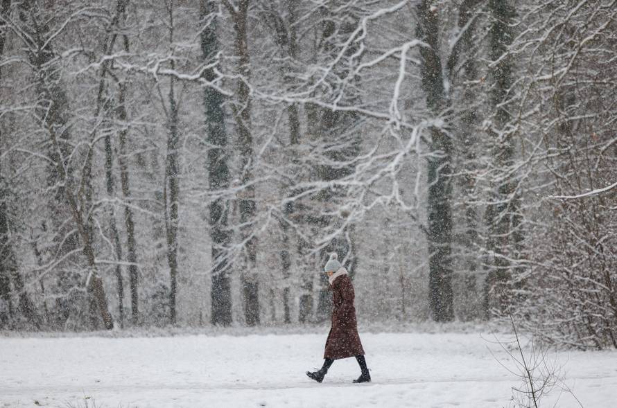 Snow-covered Maksimir park in Zagreb