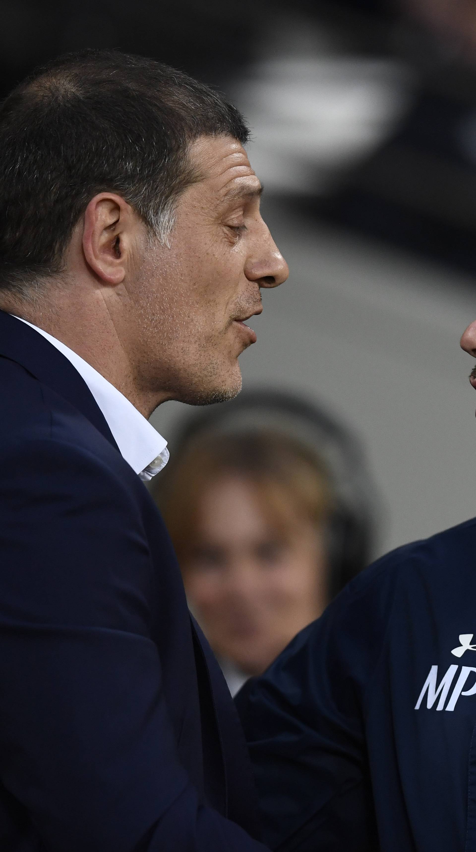 West Ham United manager Slaven Bilic and Tottenham manager Mauricio Pochettino before the match