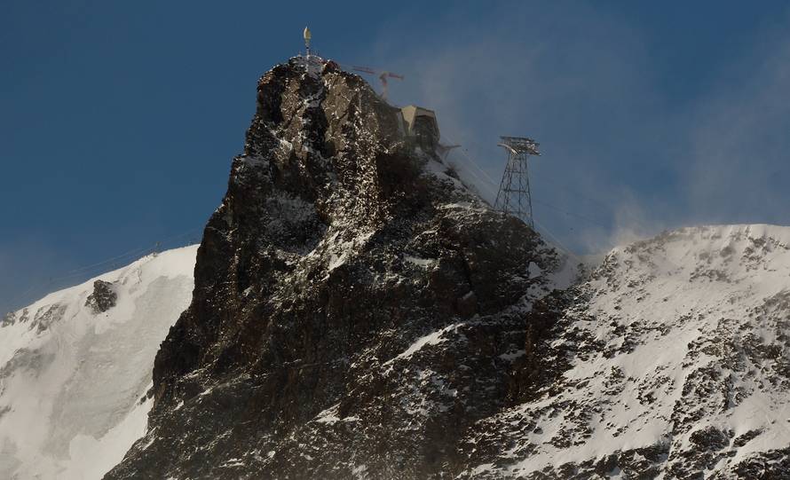 Picture shows the peak of mount Klein Matterhorn near Zermatt