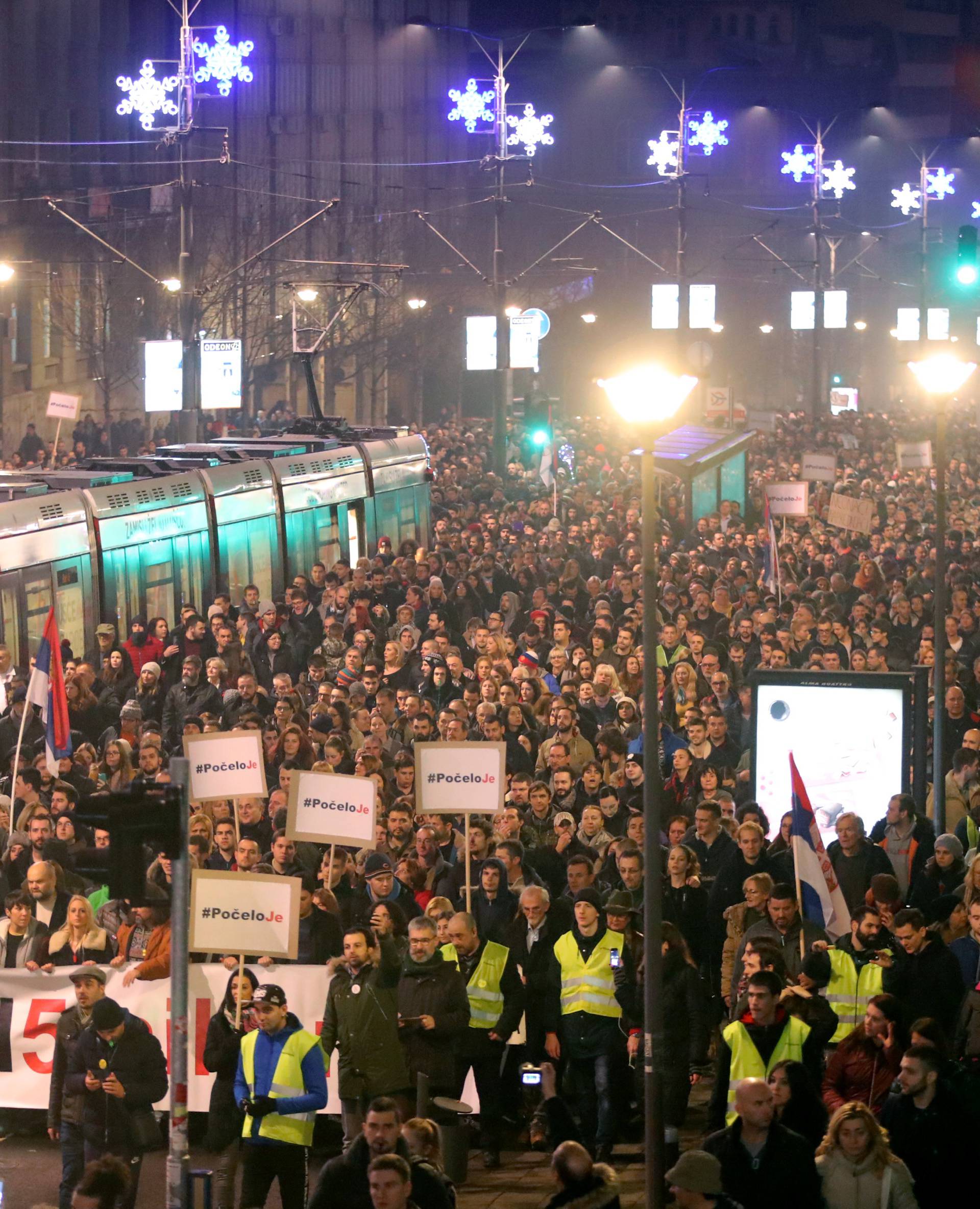Anti-government protest in central Belgrade