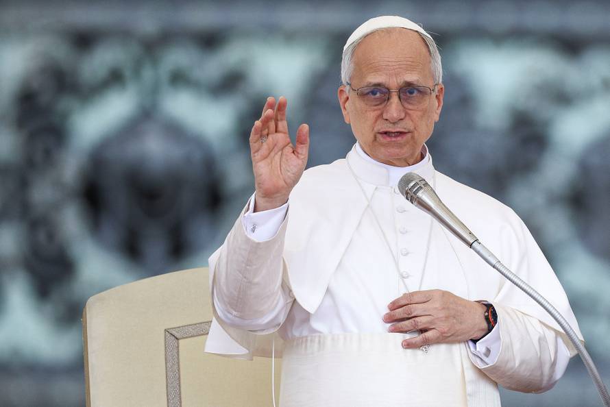 Pope Leo XIV holds his first general audience in St. Peter's Square, at the Vatican