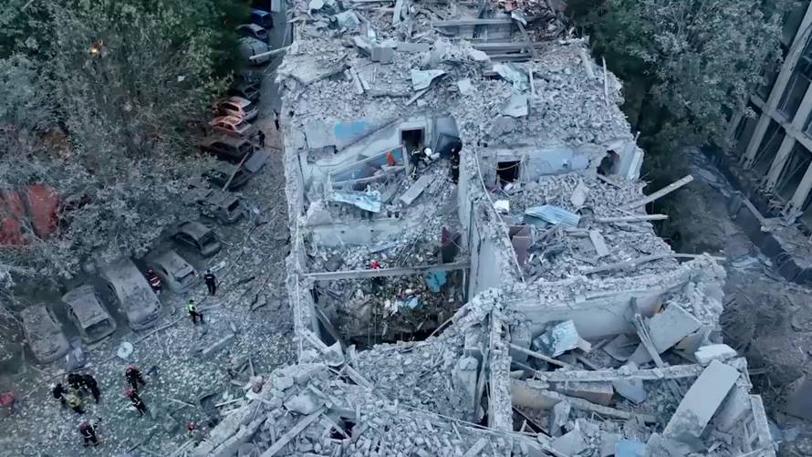 Russian rocket strike hits an apartment building, in Lviv