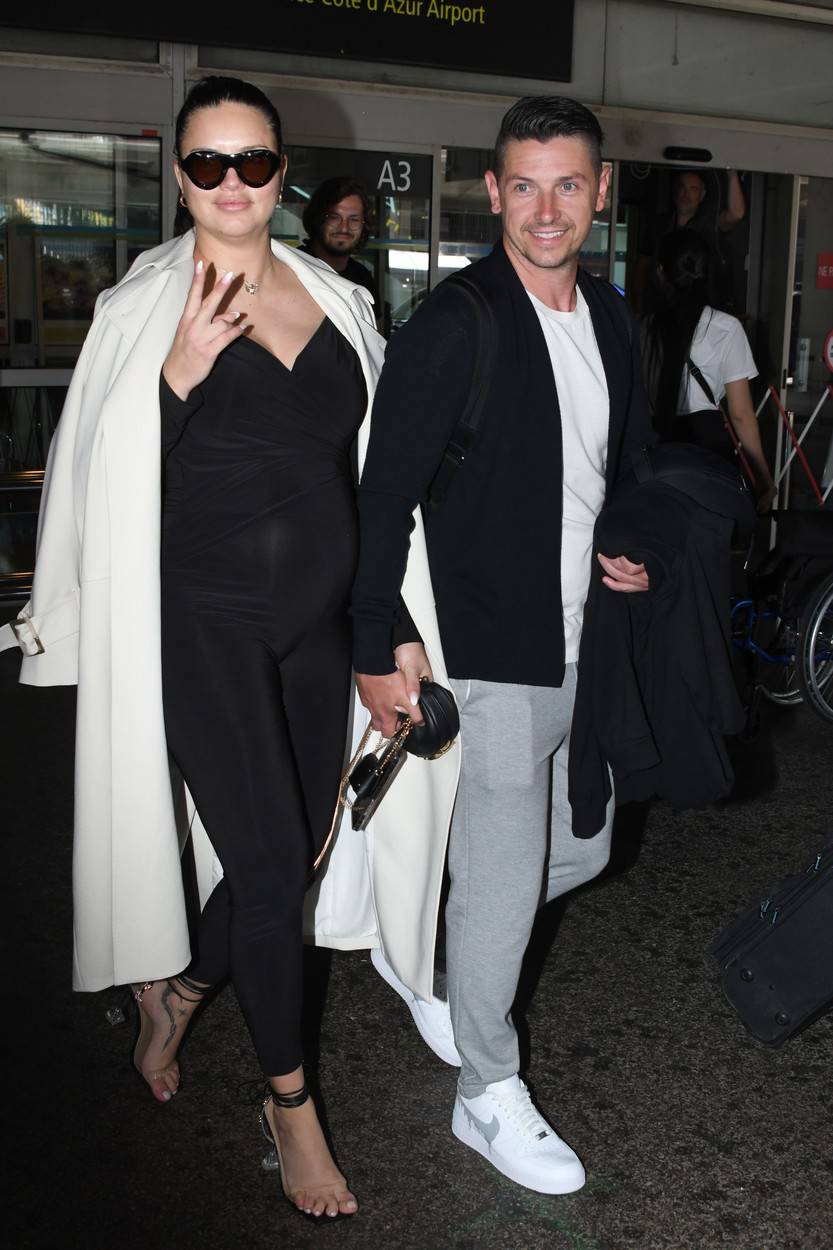 Adriana Lima and Husband   arriving at Nice Airport