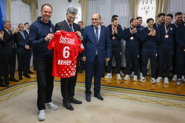 Zagreb: Prijem rukometaša u Banskim dvorima