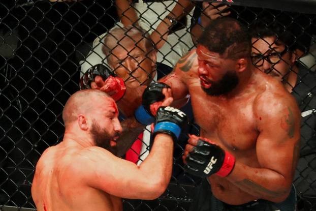 U.S. President Donald Trump attends the UFC 327 event at Kaseya Center in Miami
