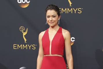 Actress Tatiana Maslany from the BBC series "Orphan Black" arrives at the 68th Primetime Emmy Awards in Los Angeles, California