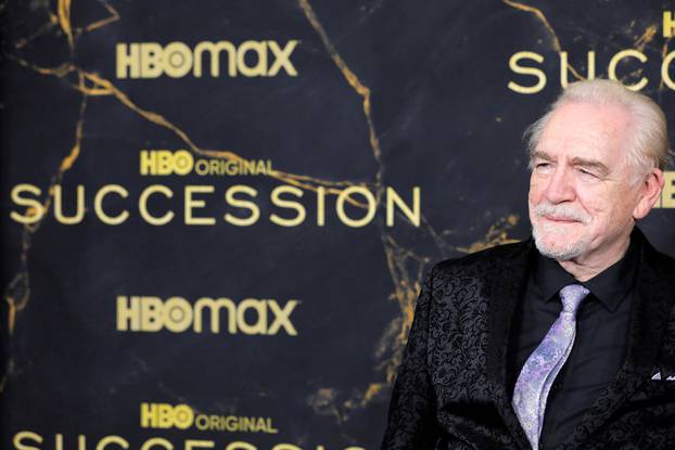 FILE PHOTO: Brian Cox poses while attending the premiere of the third season of "Succession" in Manhattan, New York