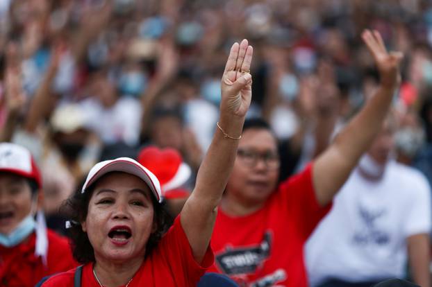Pro-democracy protesters attend a mass rally, in Bangkok