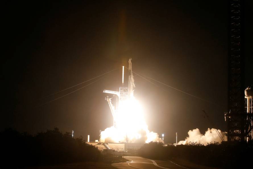 SpaceX's Falcon 9 rocket is launched, carrying four commercial astronauts into a 90-degree inclination polar orbit