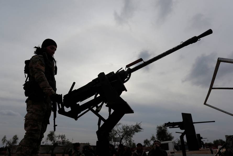 Turkey-backed Free Syrian Army fighters are seen at a training camp in Azaz