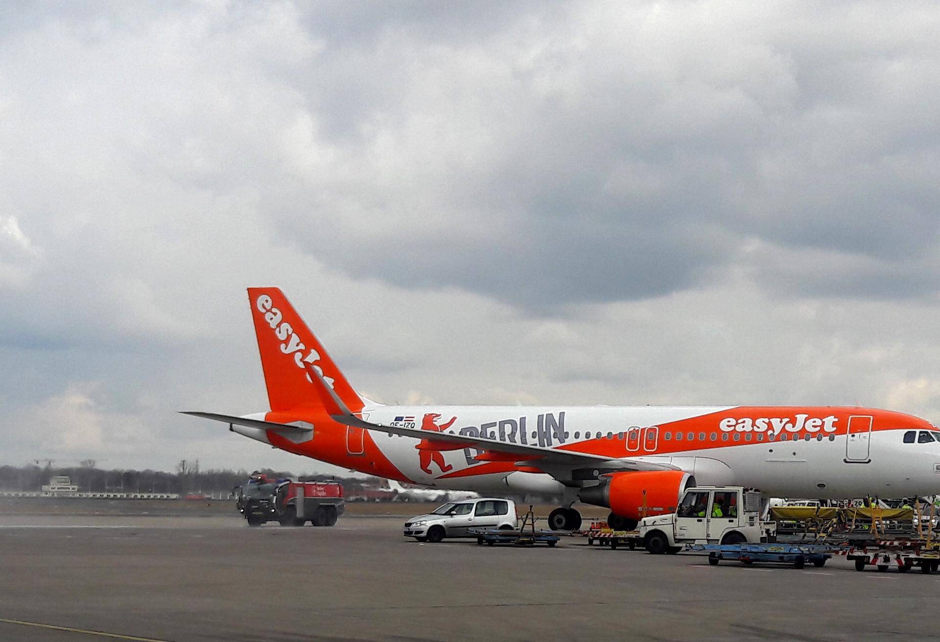 An easyJet plane at Tegel airport in Berlin