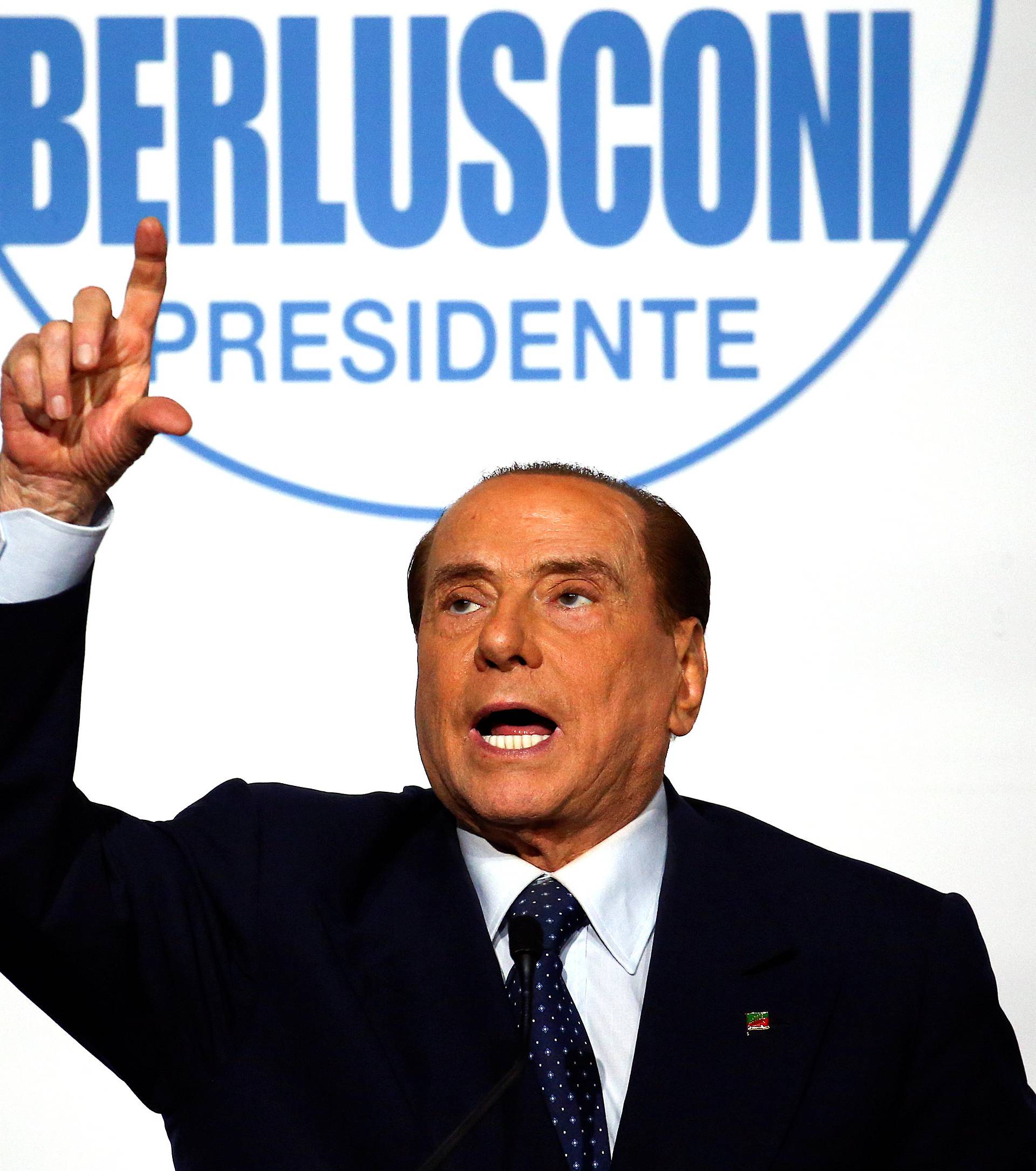 Forza Italia leader Silvio Berlusconi gestures during a meeting in Rome