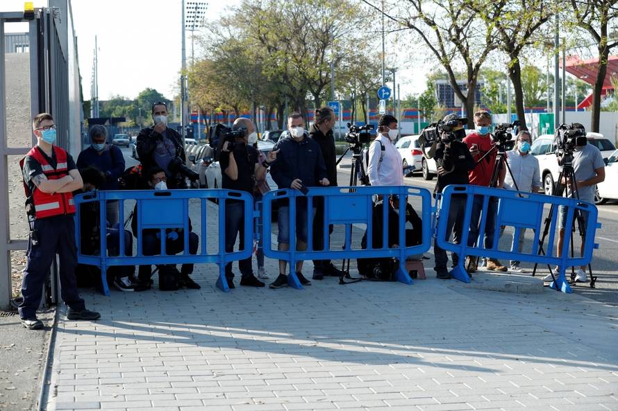 FC Barcelona players arrive at Ciutat Esportiva Joan Gamper for COVID-19 tests