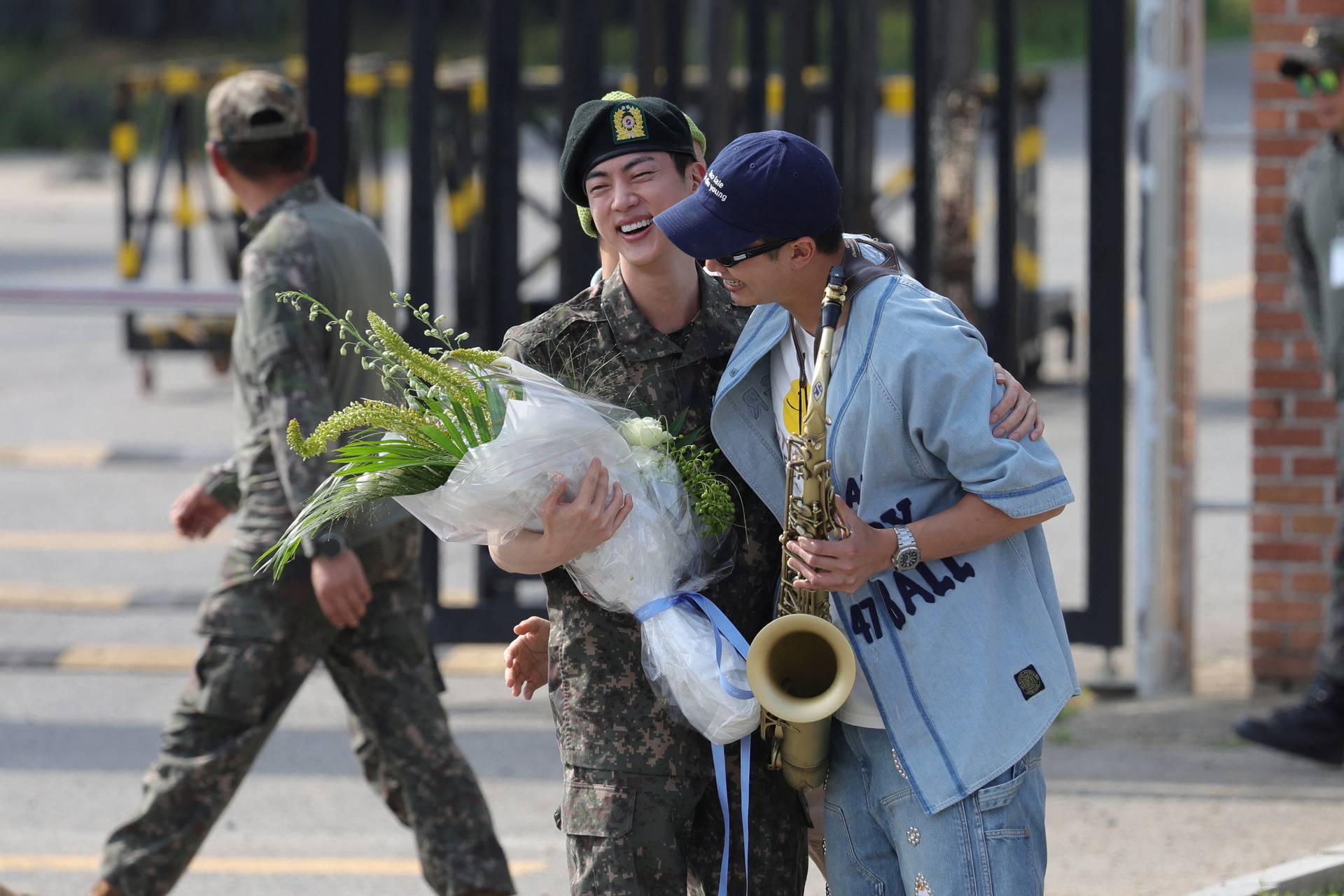 K-pop boy band BTS member Jin has been discharged from the military in Yeoncheon