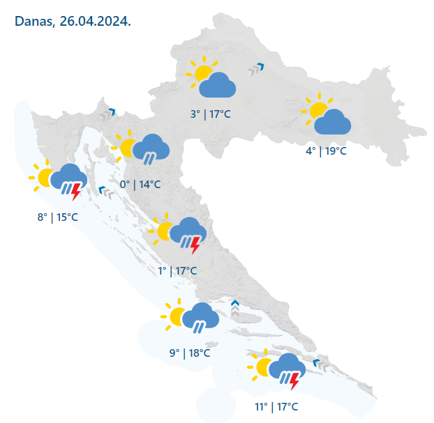 Danas grmljavinski pljuskovi, evo što nas čeka za vikend!