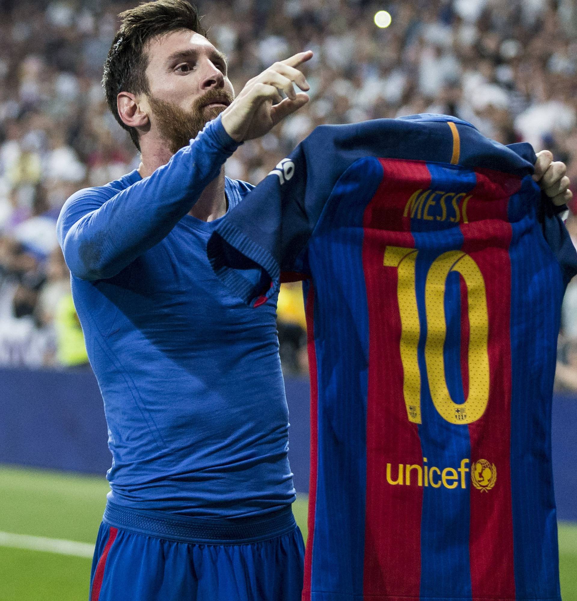 La Liga between Real Madrid and Futbol Club Barcelona at Santiago Bernabeu Stadium in Madrid