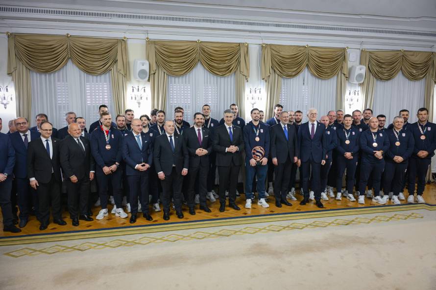 Zagreb: Prijem rukometaša u Banskim dvorima