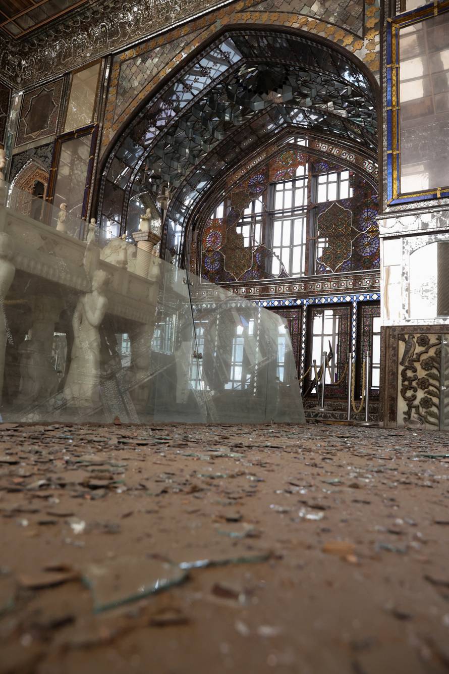 Debris at the historical monument Golestan Palace after it was damaged in an Israeli and U.S. strike, in Tehran