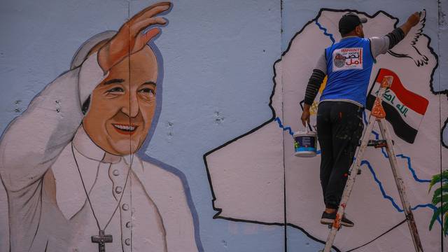 Pope Francis church mural in Baghdad