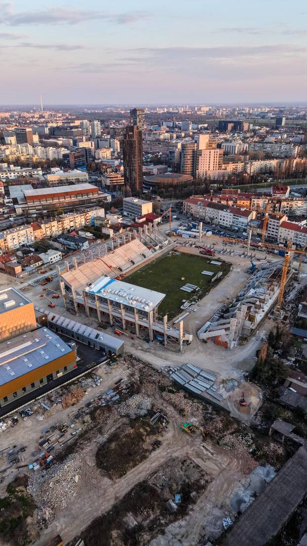Zagreb: Fotografije iz zraka radova na novom stadionu u Kranjčevićevoj