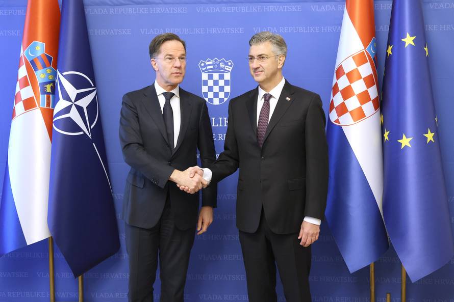 Zagreb: Plenković u Banskim dvorima primio glavnog tajnika NATO-a Marka Ruttea